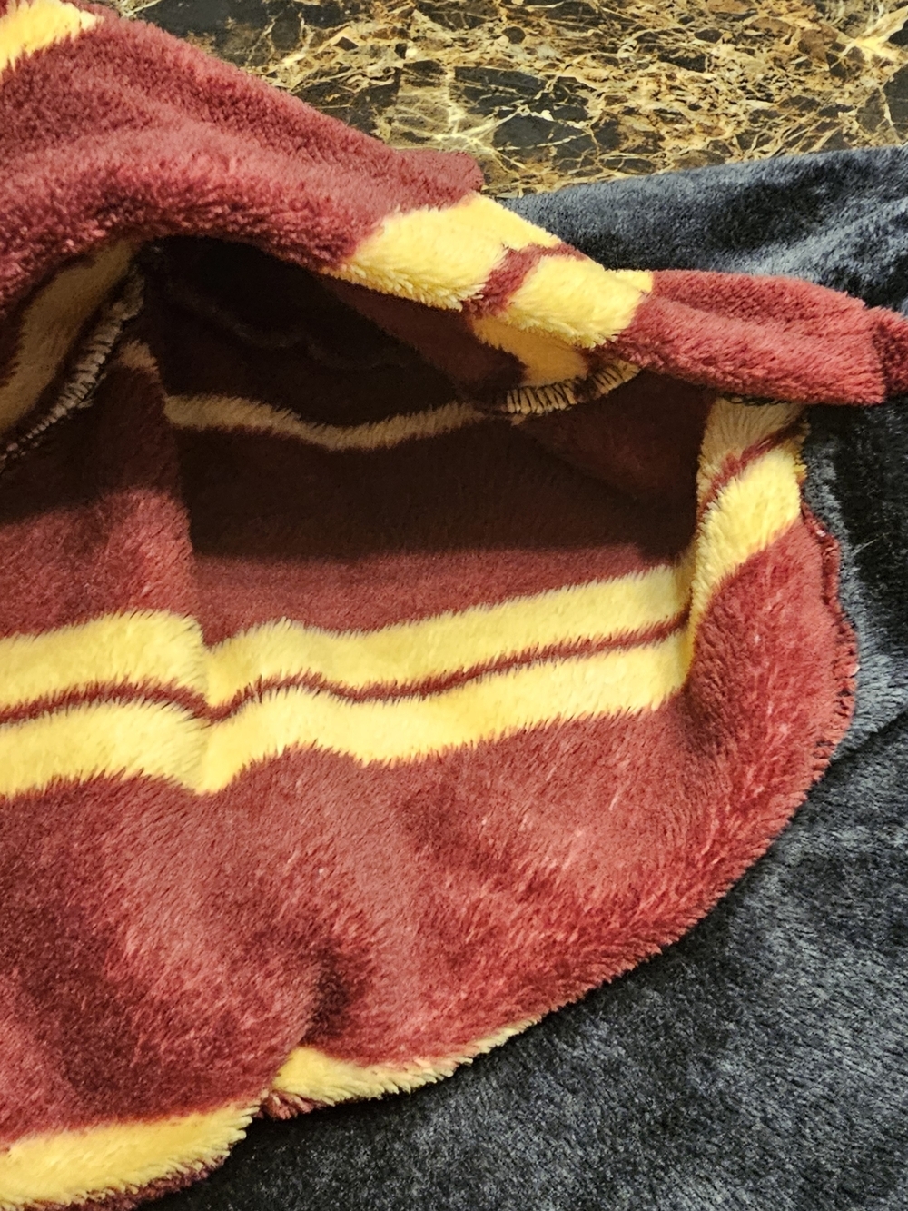Berkshire Kids Plush Hooded Wizard Robe in Navy, Burgundy & Yellow - Picture 2 of 13